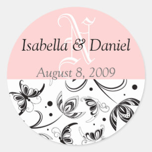 Sticker Rond Phoques D'Enveloppe Monogramme Pour Les Invitation