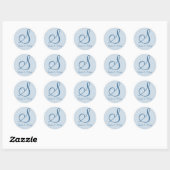 Sticker Rond Phoques d'enveloppe : Monogramme subtil (bleu) (Feuille)