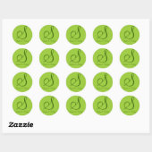 Sticker Rond Phoques d'enveloppe : Monogramme subtil (vert) (Feuille)