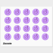 Sticker Rond Phoques d'enveloppe : Monogramme subtil (violet) (Feuille)