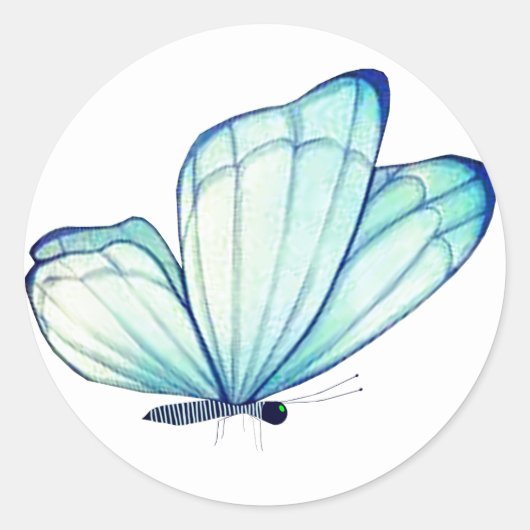 Sticker Rond Phoques d'enveloppe papillon bleu (Devant)