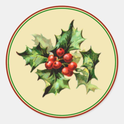 Sticker Rond Phoques d'enveloppe rouge et verte de Noël Holly (Devant)