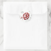 Sticker Rond Phoques d'enveloppe rouge florale (Sac)