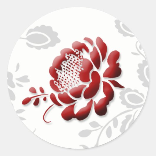 Sticker Rond Phoques d'enveloppe rouge florale (Devant)