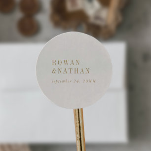 Sticker Rond Phoques d'enveloppe Vintage or moderne chic Mariag