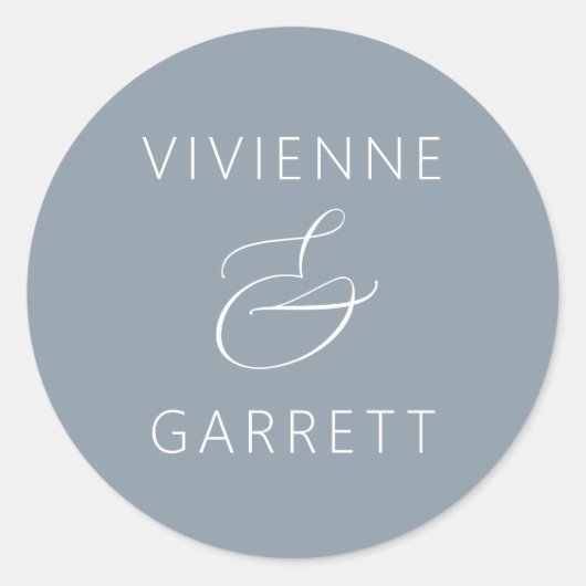 Sticker Rond Phoques d'enveloppes bleu et blanc Dusty Mariage (Devant)