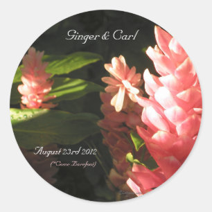 Sticker Rond Phoques d'enveloppes de gingembre rose Fleurs trop
