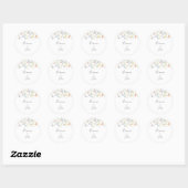 Sticker Rond Phoques d'enveloppes de mariage florales multicolo (Feuille)