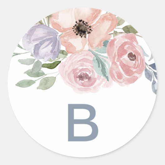Sticker Rond Phoques d'enveloppes de Mariage Monogramme Rose Du (Devant)