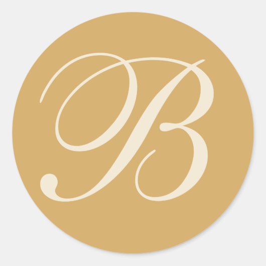 Sticker Rond Phoques d'enveloppes de mariage monographie beige  (Devant)