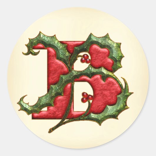 Sticker Rond Phoques d'enveloppes de monogramme B de Noël (Devant)