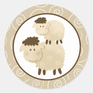 Sticker Rond Phoques d'enveloppes de mouton Baa Baa Neutre / To
