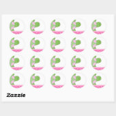 Sticker Rond Phoques d'enveloppes de TURTLE de mer rose (Feuille)