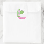 Sticker Rond Phoques d'enveloppes de TURTLE de mer rose (Sac)