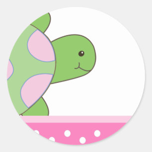 Sticker Rond Phoques d'enveloppes de TURTLE de mer rose