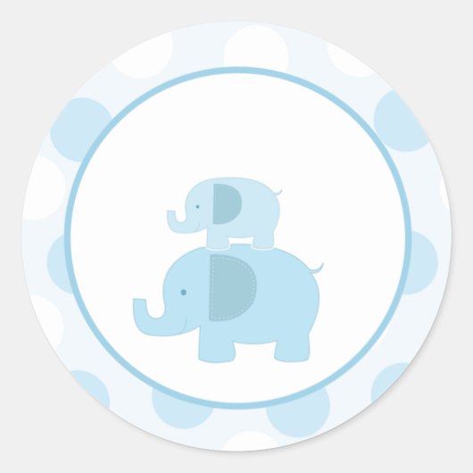 Sticker Rond Phoques d'enveloppes d'éléphants bleu mod / Topper (Devant)