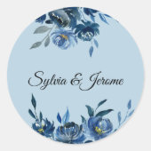 Sticker Rond Phoques d'enveloppes Mariage bleu moderne (Devant)