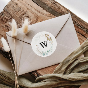Sticker Rond Phoques d'enveloppes Mariage de Monogramme Rustiqu