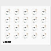 Sticker Rond Phoques d'enveloppes Mariage de Monogramme Rustiqu (Feuille)