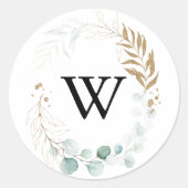 Sticker Rond Phoques d'enveloppes Mariage de Monogramme Rustiqu (Devant)