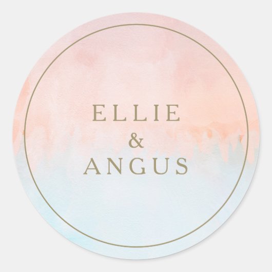 Sticker Rond Phoques d'enveloppes Mariage Sunset d'été (Devant)