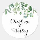 Sticker Rond Phoques d'enveloppes Mariages de l'Eucalyptus vert (Devant)