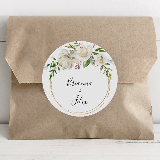 Sticker Rond Phoques d'enveloppes Mariages florales de pivoine 