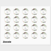 Sticker Rond Phoques d'enveloppes Mariages florales et vertes d (Feuille)