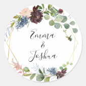 Sticker Rond Phoques d'enveloppes Mariages florales et vertes d (Devant)