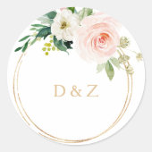 Sticker Rond Phoques d'enveloppes Mariages géométriques vertes (Devant)