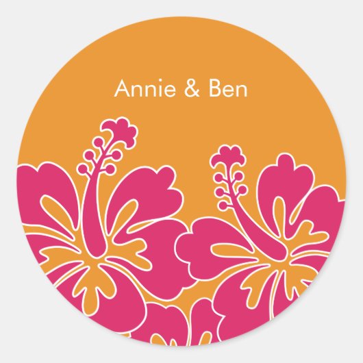 Sticker Rond Phoques d'enveloppes Mariages Hibiscus doux (Devant)