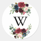 Sticker Rond Phoques d'enveloppes Mariages Monogrammes Rustique (Devant)