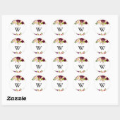 Sticker Rond Phoques d'enveloppes Mariages Monogrammes Rustique (Feuille)