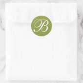 Sticker Rond Phoques d'enveloppes Mariages monogrammes vert et  (Sac)