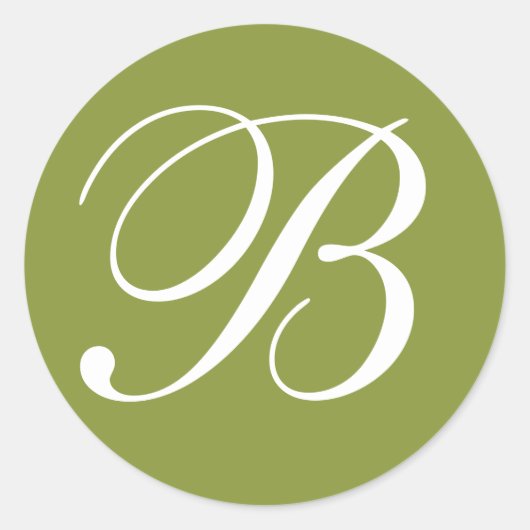 Sticker Rond Phoques d'enveloppes Mariages monogrammes vert et (Devant)