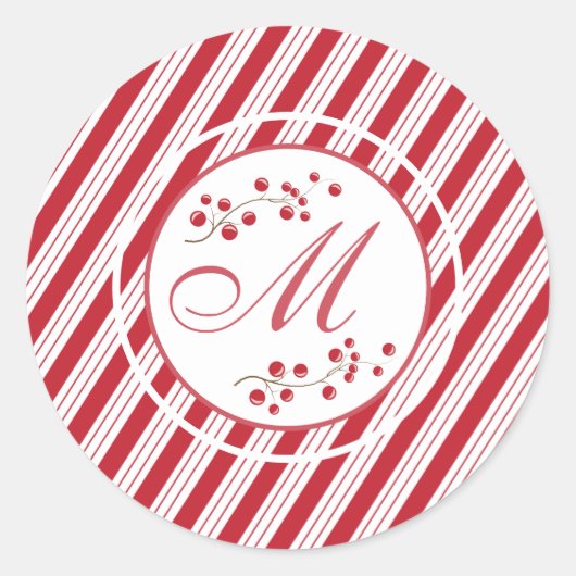 Sticker Rond Phoques d'enveloppes Monogramme rouge et blanc (Devant)