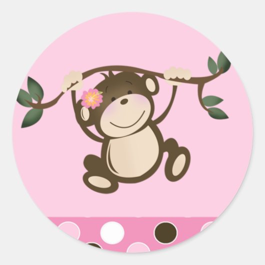 Sticker Rond Phoques d'enveloppes pour singe rose (Devant)