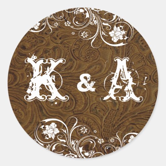 Sticker Rond Phoques en cuir Brown foncé (Devant)