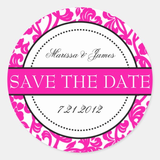 Sticker Rond Phoques gothiques blancs et roses de l'enveloppe (Devant)