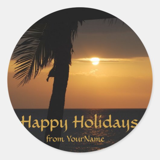 Sticker Rond Phoques Happy Holidays personnalisés (Devant)