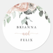 Sticker Rond Phoques Mariages à enveloppe à rose rose classique (Devant)