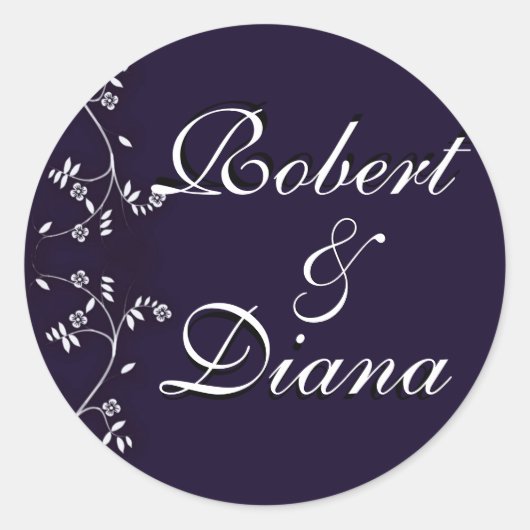 Sticker Rond Phoques mariages de prune profonde (Devant)