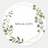 Sticker Rond Phoques Mariages Feuilles verts tropicaux (Devant)