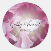 Sticker Rond Phoques Mariages floraux à pivoine rose (Devant)