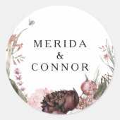 Sticker Rond Phoques Mariages floraux Boho de Bourgogne (Devant)