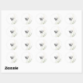 Sticker Rond Phoques Mariages pour enveloppes de monogramme ver (Feuille)