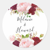 Sticker Rond Phoques Mariages rouges tropicaux et romantiques (Devant)