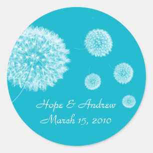 Sticker Rond Phoques Mariages Sea Blue Aqua Dandelion