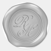 Sticker Rond Phoques Monogrammes de cire Faux Argent (Devant)