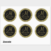 Sticker Rond Phoques Monogrammes Mariage Noir Et Parties scinti (Feuille)